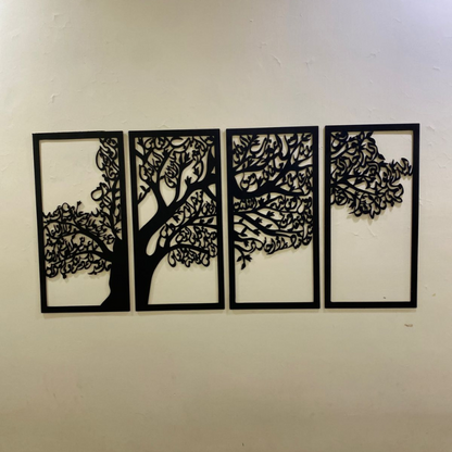 Tree of Surahs (4 Quls) Islamic Wall Art Set of 4 - 54 inches x 24 inches