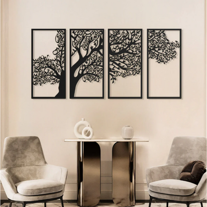 Tree of Surahs (4 Quls) Islamic Wall Art Set of 4 - 54 inches x 24 inches
