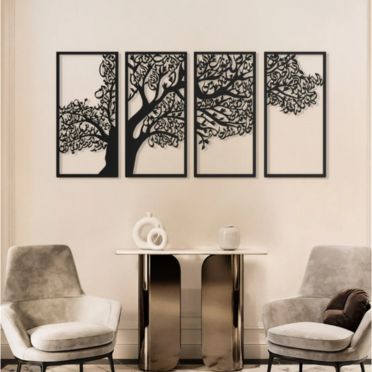 Tree of Surahs (4 Quls) Islamic Wall Art Set of 4 - 54 inches x 24 inches